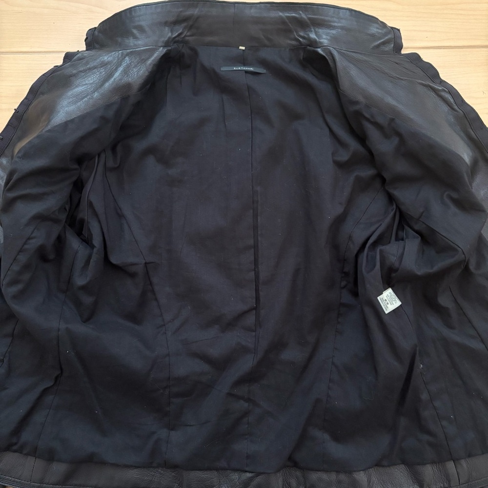 Elie Tahari Black Leather Jacket. Size Medium - Picture 10 of 10